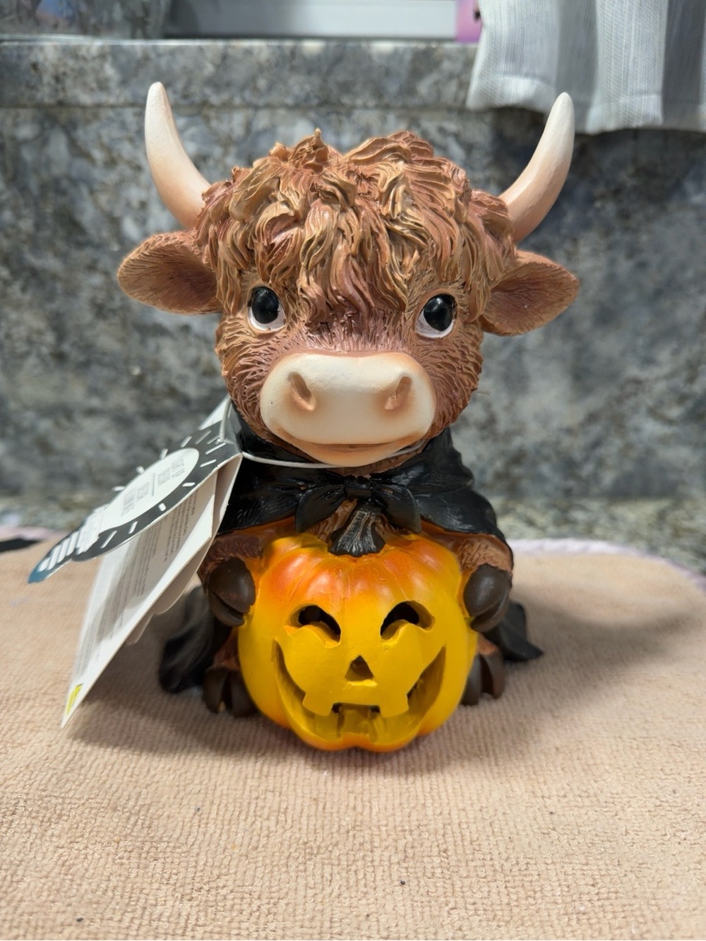 NWT Marshalls Light Up Highland Cow Halloween Decor Jack O'Lantern 7"